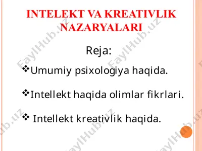 intellect va kreativlik nazaryalari — PPT