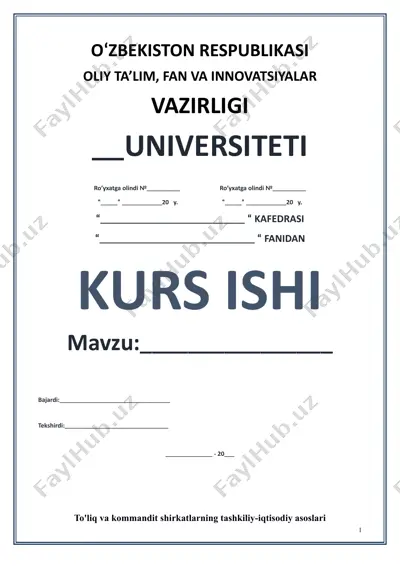 to'liq va kommandit shirkatlarning tashkiliy-iqtisodiy asoslari — DOC