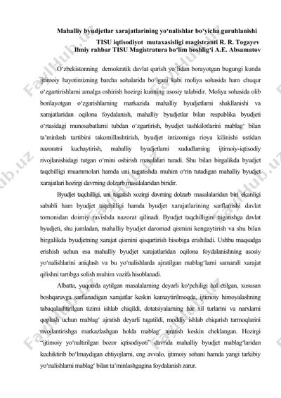 mahalliy byudjetlar xarajatlarining yoʻnalishlar boʻyicha guruhlanishi — DOC