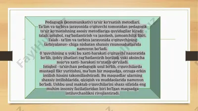 pedagogik (kommunikativ) ta‘sir ko‘rsatish metodlari — PPTX
