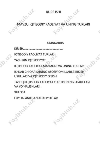 iqtisodiy faoliyat va uning turlari — DOCX