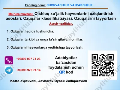 chorvachilik va ipakchilik — PPT