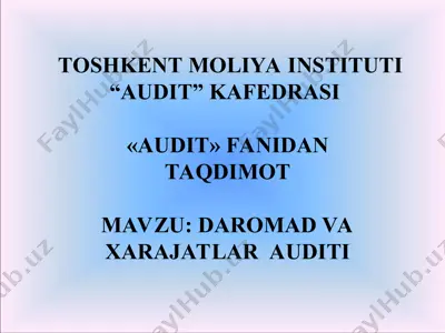 daromad va xarajatlar auditi — PPT