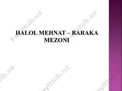 halol mehnat —- baraka mezoni — PPT