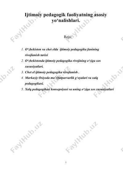 ijtimoiy pedagogik faoliyatning asosiy yo‘nalishlari — DOC