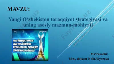 **yangi o'zbekiston taraqqiyot strategiyasi** — PPTX
