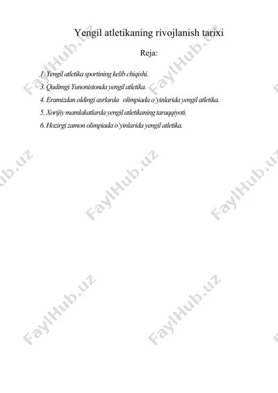 yengil atletikaning rivojlanish tarixi — DOC
