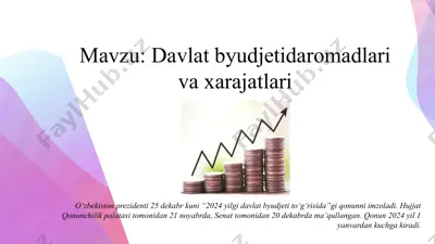 davlat byudjeti daromadlari va xarajatlari — PPTX