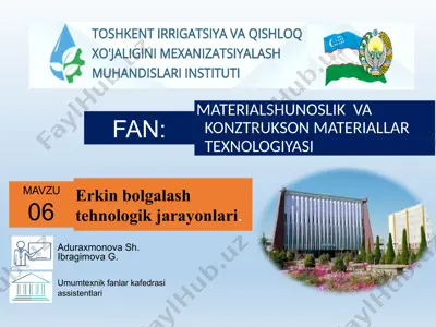 erkin bolgalash tehnologik jarayonlari — PPTX