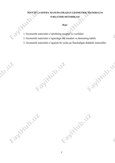 geometrik materialni o’qitishning metodikasi — DOCX