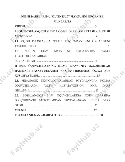 òqish darslarida “oltin kuz” mavzusini òrganish — DOCX