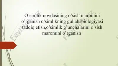 o‘simlik novdasining o‘sishi va uning biologik ahamiyati — PPTX