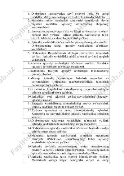 xavf soluvchi iqtisodiy tahdidlar — DOC