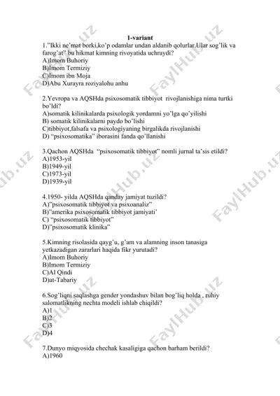 psixosomatik tibbiyot — DOC