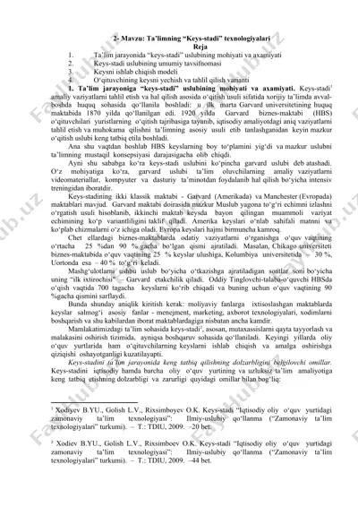 ta’limning “keys-stadi” texnologiyalari — DOC