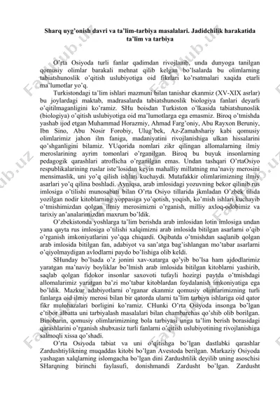 o'rtа оsiyo davri ta’lim-tarbiya masalalari — DOC