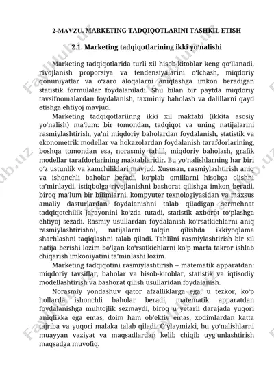 marketing tadqiqotlarini tashkil etish — DOC