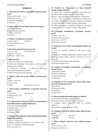 yan uchun test savollari — DOC