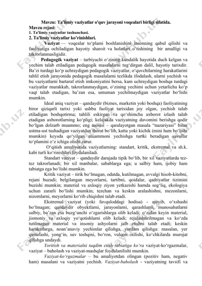 pedagogik vaziyatlar tahlili — DOC