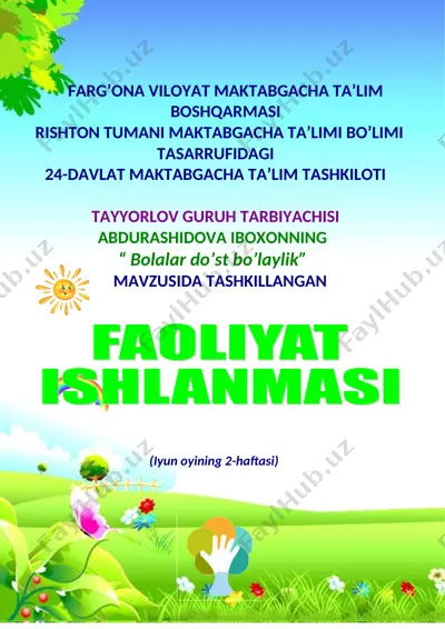 bolalar do'st bo'laylik faoliyati — DOC
