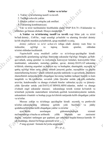 yuklar va ta'sirlar — DOC