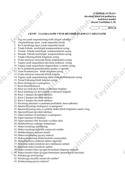 **pediatrning tug`ma yurak nuqsonlari to‘g‘risidagi nazorati** — DOC