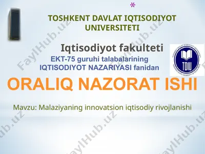 malaziyaning innovatsion iqtisodiy rivojlanishi — PPTX
