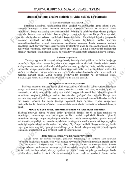 o’quv-uslubiy majmua. mustaqil ta’lim — DOC