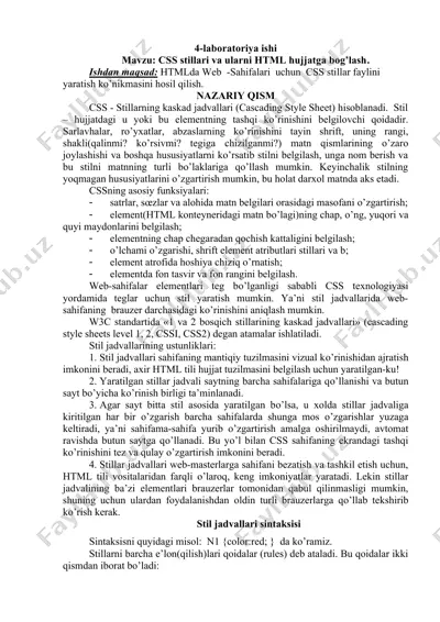 css stilari va ularni html hujjatga bog’lash — DOC