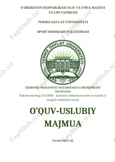 jismoniy madaniyat nazariyasi va metodikasi — DOC