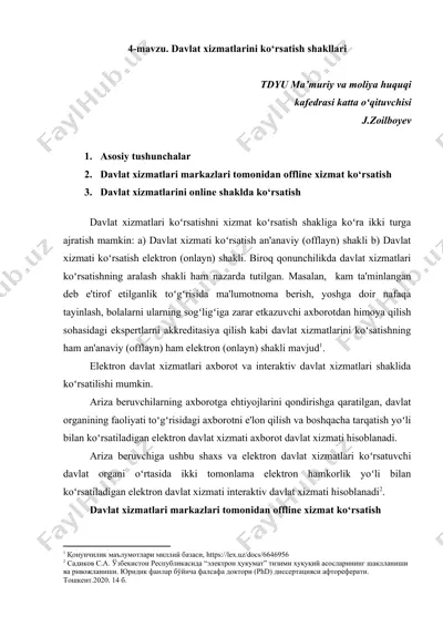 davlat xizmatlarini ko‘rsatish shakllari — DOC