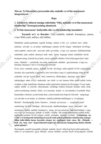 oila, mahalla va taʼlim muassasasi integratsiyasi — DOC