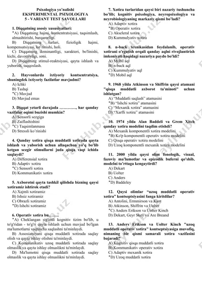 eksperimental psixologiya — DOC