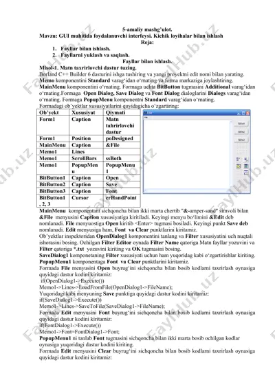gui muhitida foydalanuvchi interfeysi — DOC