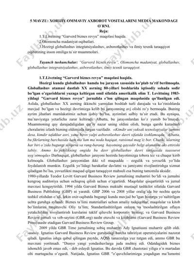 t.livetning “garverd biznes revyu” maqolasi — DOC