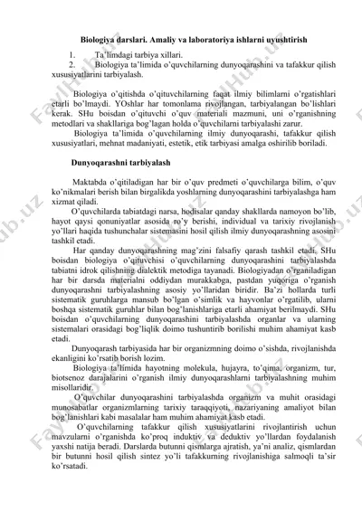 biologiya darslari. amaliy va laboratoriya ishlarni uyushtirish — DOC