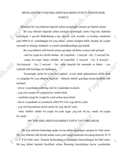 bo'yoq ishlarini bajarish uchun texnologik xarita — DOC