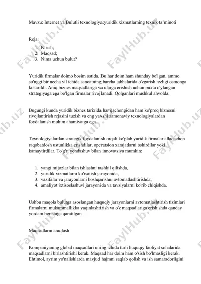 bulutli texnologiya va yuridik xizmatlar — DOC