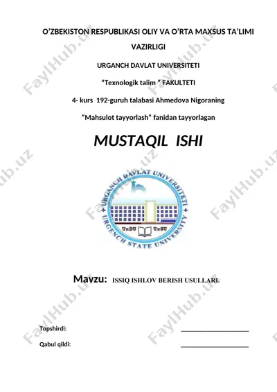 issiq ishlov berish usullari — DOC