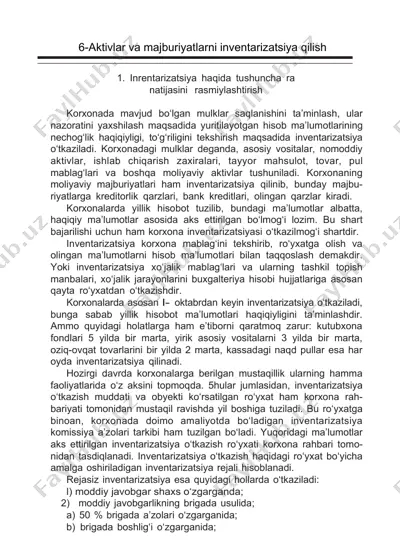 aktivlar va majburiyatlarni inventarizatsiya qilish — DOC