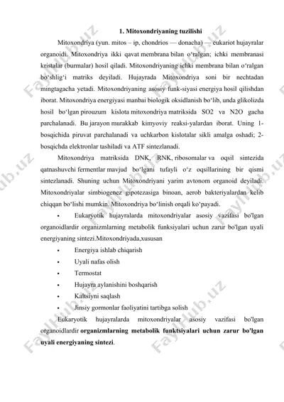 mitoxondriyaning tuzilishi — DOCX
