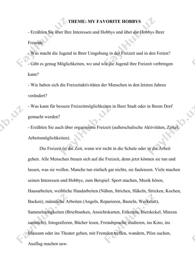 freizeitaktivitäten und hobbys — DOCX
