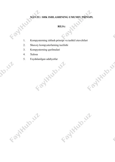 kompyuter ishlashining umumiy prinsipi — DOCX
