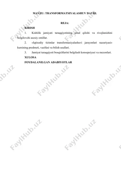 iqtisodiyot nazariyasi va jamiyatning rivojlanish jarayonlari — DOCX