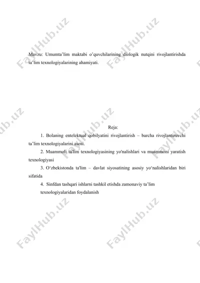 umumta’lim maktabi o’quvchilarining diologik nutqini rivojlantirishda ta’lim texnologiyalarining ahamiyati — DOCX