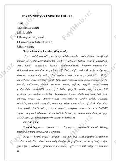 adabiy nutq va uning uslublari — DOCX