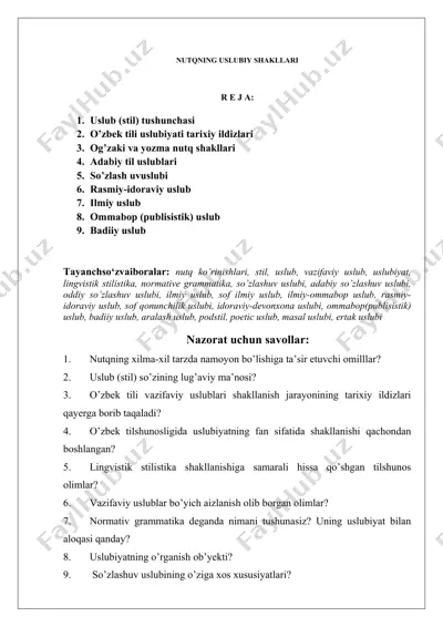 nutqning uslubiy shakllari — DOCX
