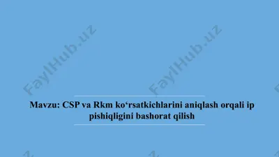 csp va rkm ko‘rsatkichlarini aniqlash orqali ip pishiqligini bashoratqilish — PPTX