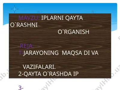 iplarni qayta o`rashni o`rganish — PPTX