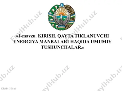 kichik gidroenergetika mamlakatlari — PPTX